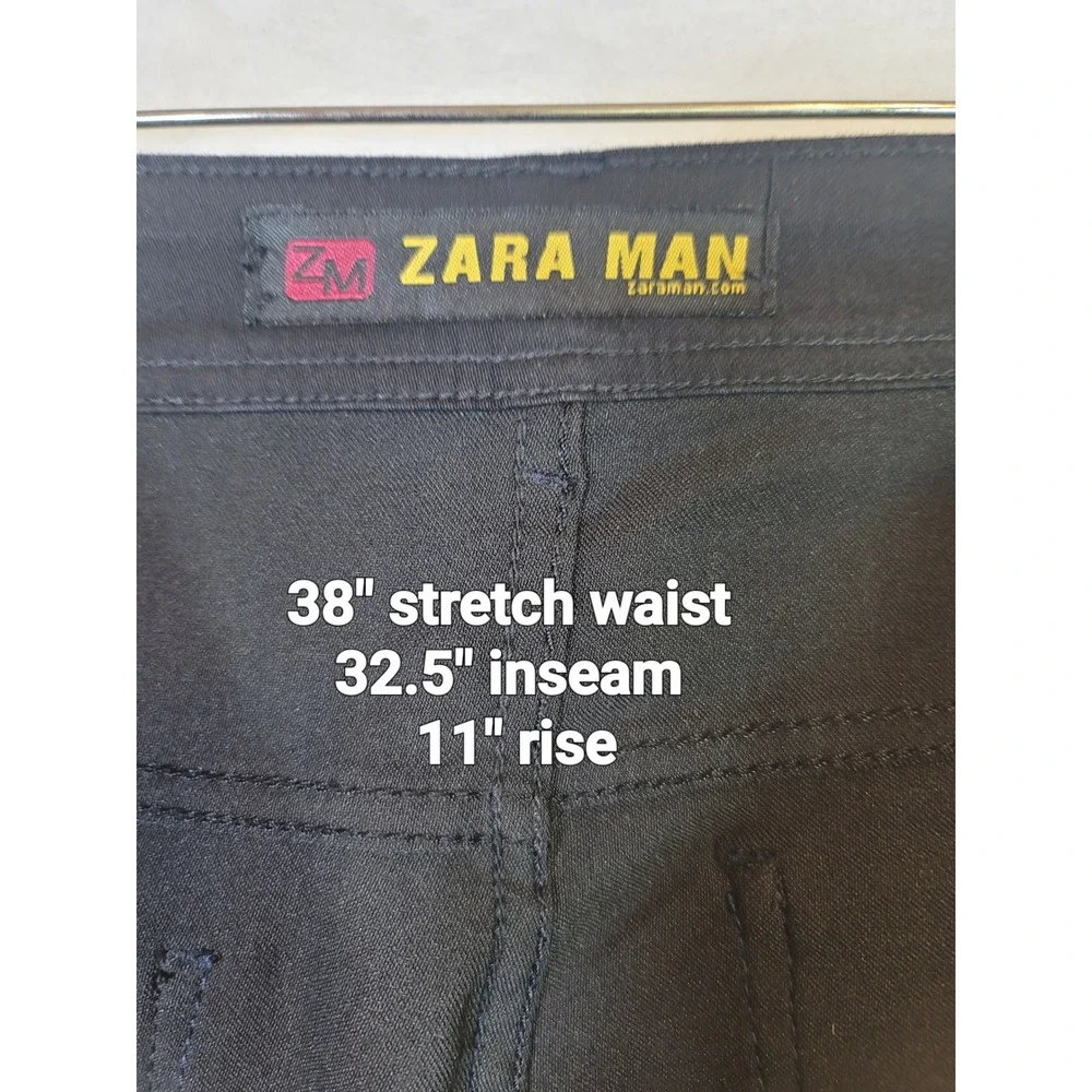 Zara Man SMG Jeans Mens 36 Black Stretch Slim Fit Minimalist Pants 38x32 Preppy